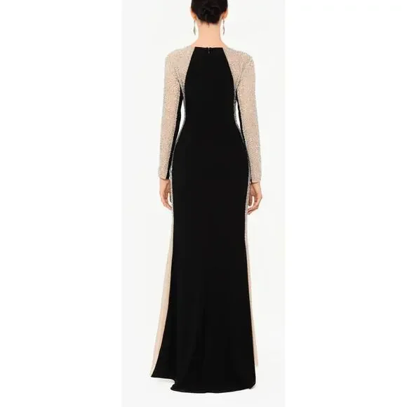 Xscape Black and Gold Long Sleeve Dress - Picture 2 of 13